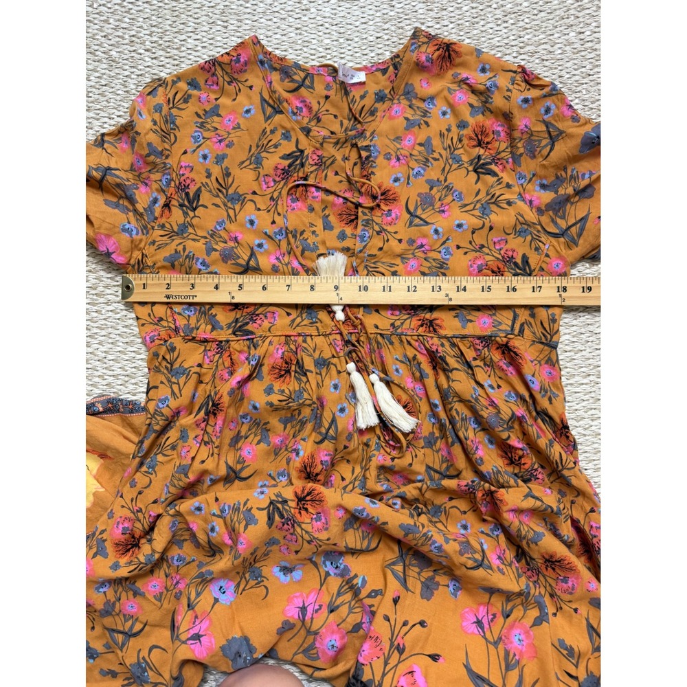 R.Vivimos Floral Boho Tassel Maxi Dress S 4/6 Long Sleeve cottagecore prairie - Picture 7 of 10